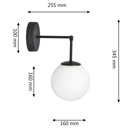 Nástěnná lampa MOON 1xE27/15W/230V černá