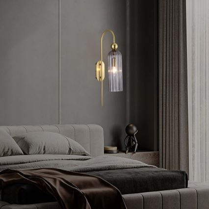 Nástěnná lampa PIEGA 1xE14/40W/230V mosaz/kouřová černá