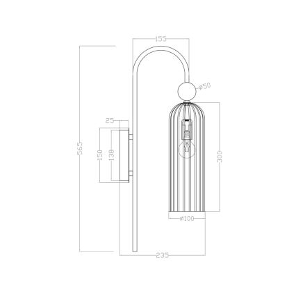 Nástěnná lampa PIEGA 1xE14/40W/230V mosaz/kouřová černá