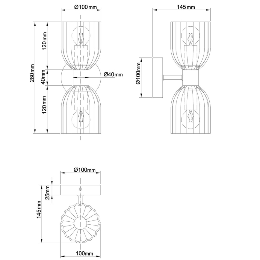 Nástěnná lampa PIEGA 2xE14/10W/230V mosaz/bílá