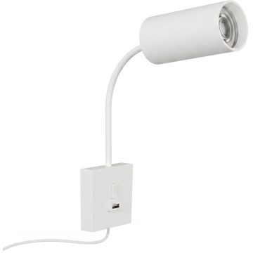 Nástěnná lampa s USB PUNTO 1xGU10/9W/230V bílá