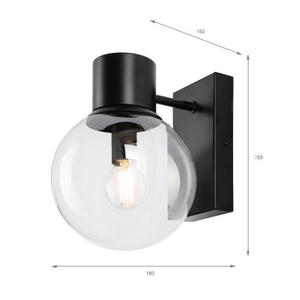 Nástěnná lampa SFERIO 1xE14/5W/230V černá/čirá