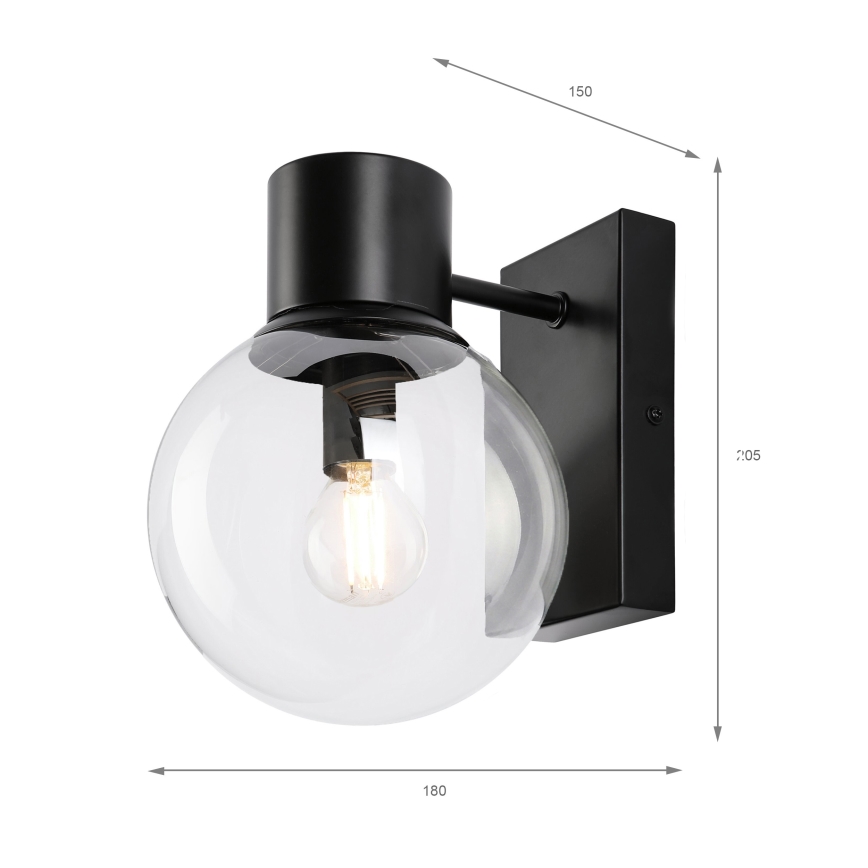Nástěnná lampa SFERIO 1xE14/5W/230V černá/čirá