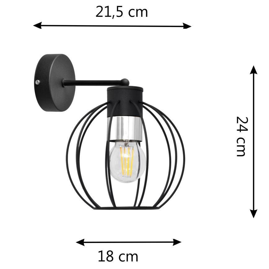 Nástěnná lampa STARLIGHT 1xE27/15W/230V černá/stříbrná