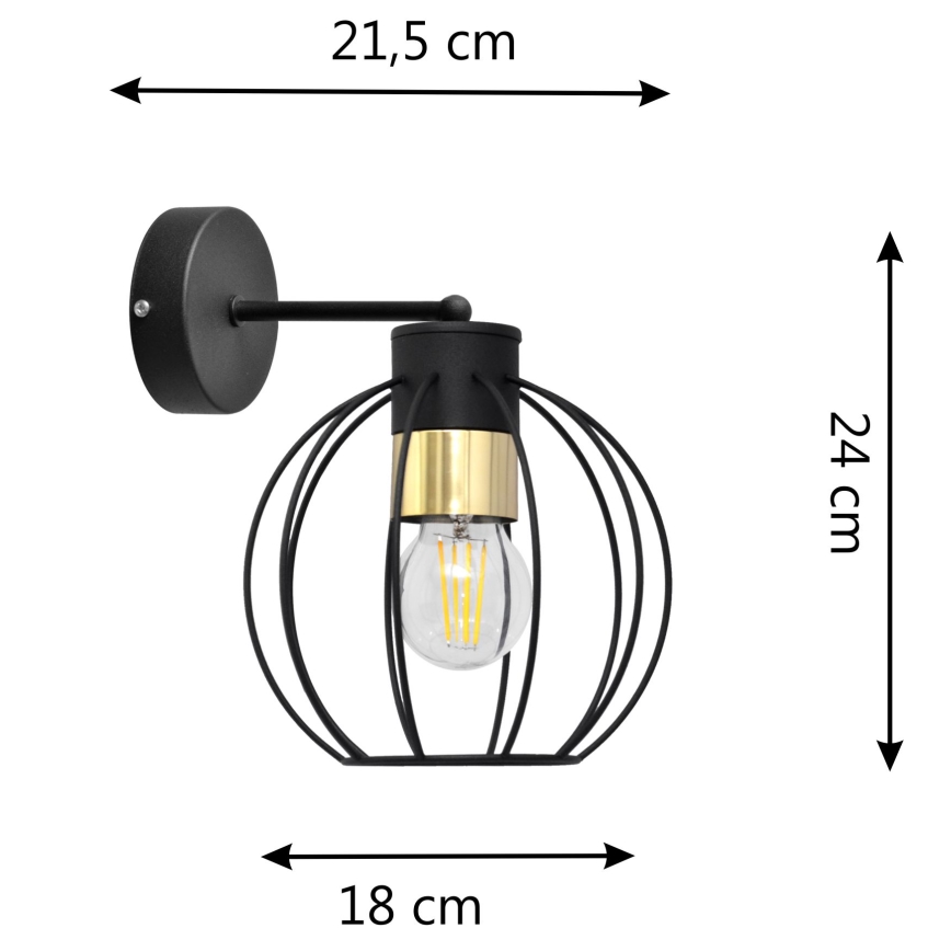 Nástěnná lampa STARLIGHT 1xE27/15W/230V černá/zlatá