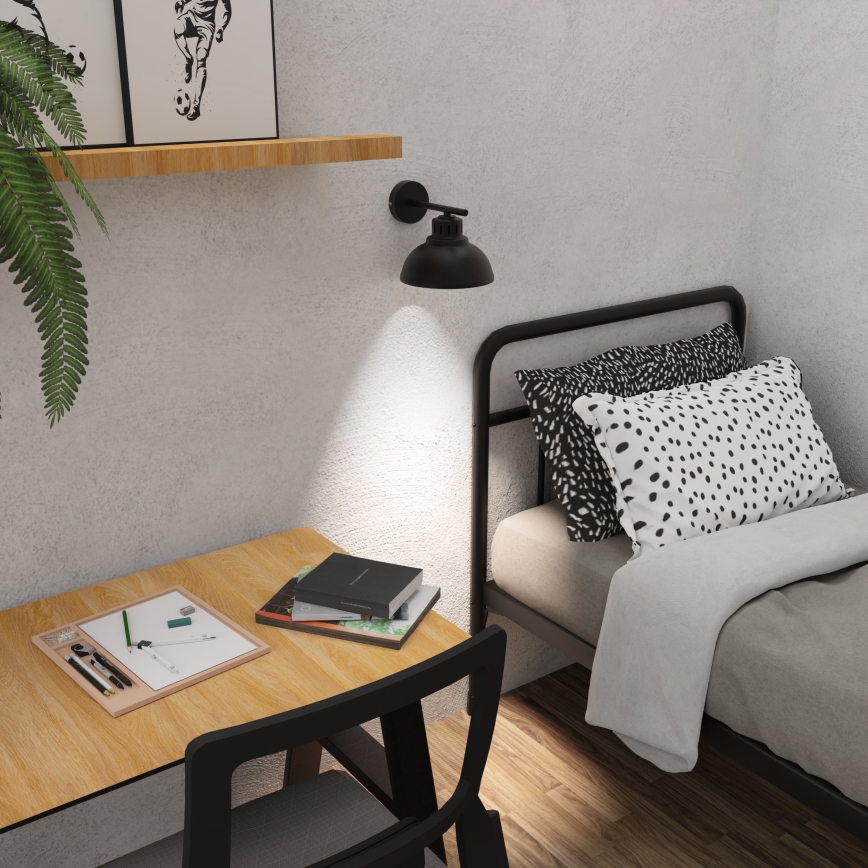 Nástěnná lampa SVEN 1xE27/15W/230V černá