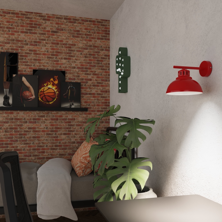 Nástěnná lampa SVEN 1xE27/15W/230V červená