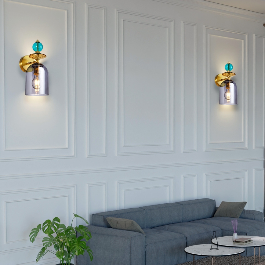 Nástěnná lampa TROPEA 1xE27/15W/230V zlatá/modrá/kouřová béžová/šedá