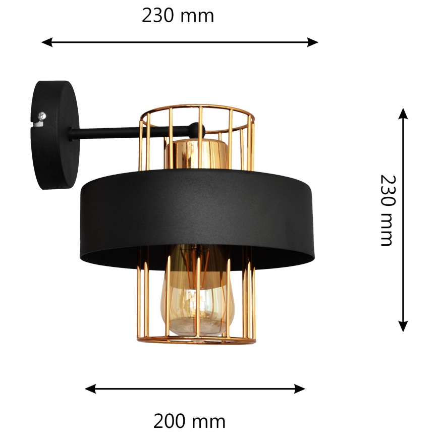 Nástěnná lampa VOLTA 1xE27/15W/230V 23 cm černá/zlatá