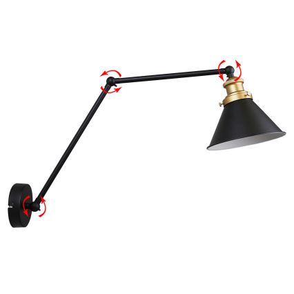 Nástěnná lampička FUNDO 1xE27/40W/230V černá/zlatá