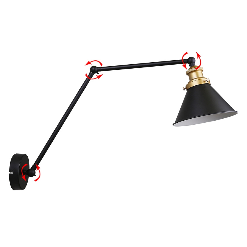 Nástěnná lampička FUNDO 1xE27/40W/230V černá/zlatá