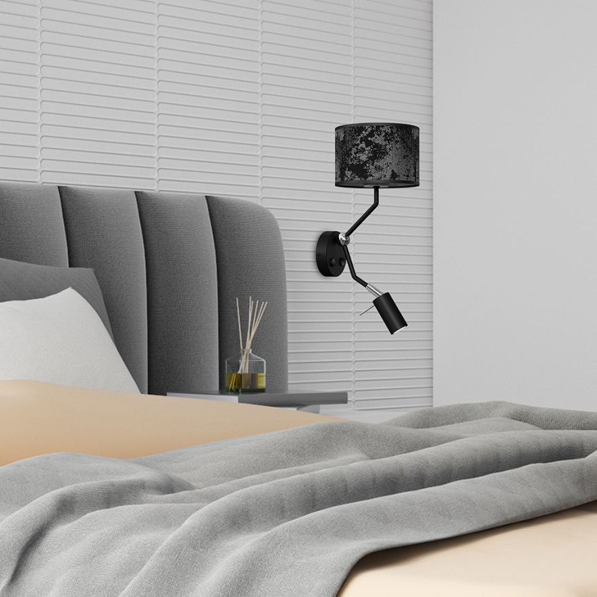 Nástěnná lampička SATINO 1xE27/40W/230V + 1xGU10/MR11/7W černá/šedá