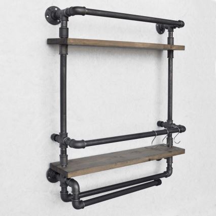 Nástěnná police BORU 60x67x17 cm hnědá/černá