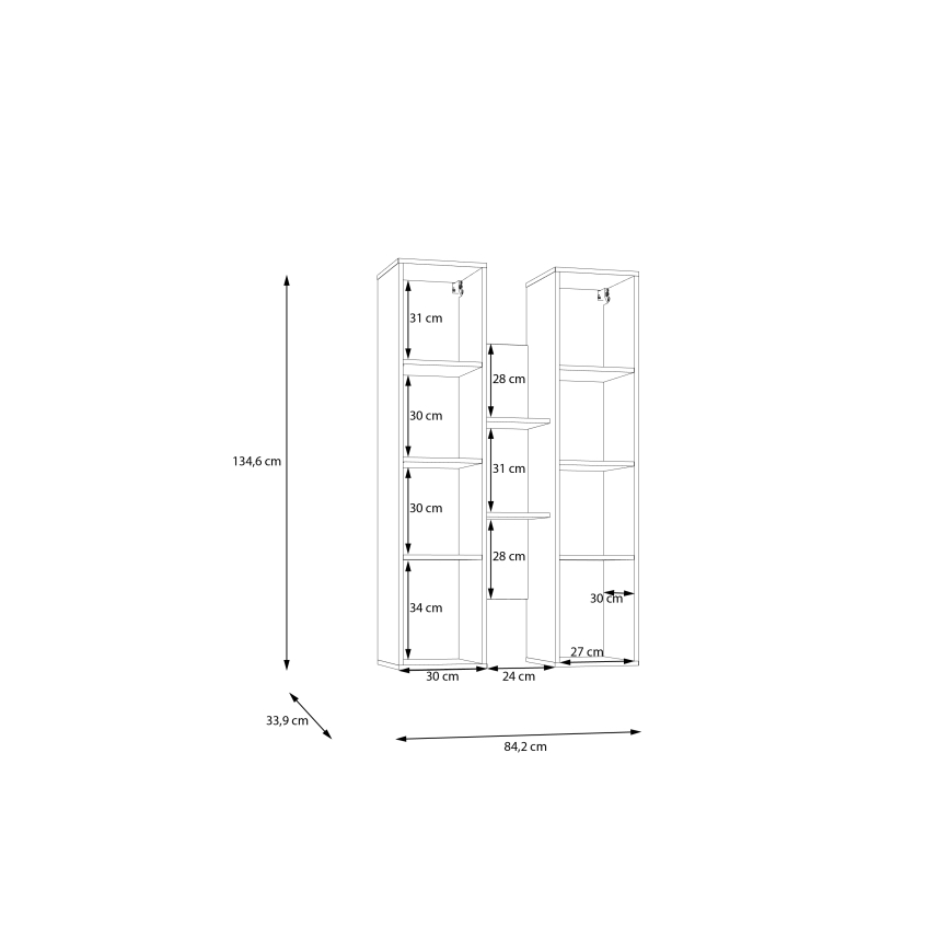 Nástěnná police INAR dub/černá
