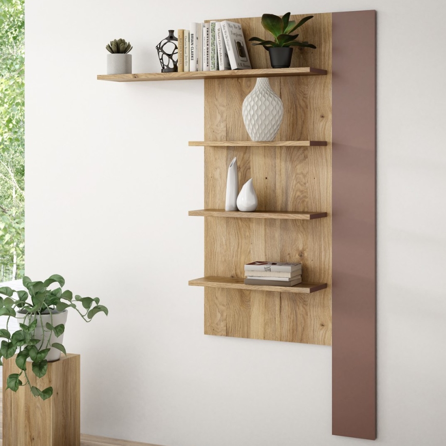 Nástěnná police INAR dub/hnědá