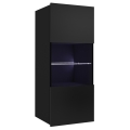 Nástěnná skříňka s LED osvětlením PAVO 117x45 cm lesklá černá