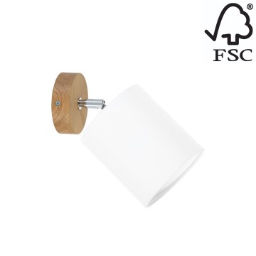 Nástěnné bodové svítidlo APRILLIA 1xE27/25W/230V dub bílá – FSC certifikováno