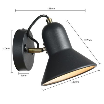 Nástěnné bodové svítidlo ASTAMA 1xE27/40W/230V černá/mosaz