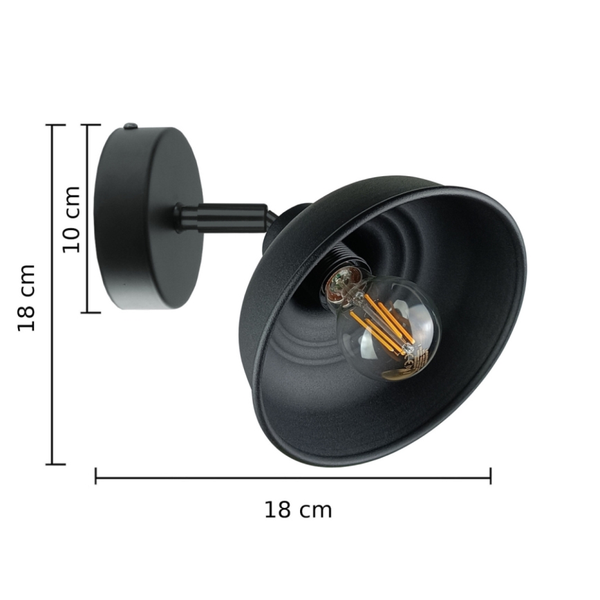 Nástěnné bodové svítidlo FAUN 1xE27/60W/230V černá