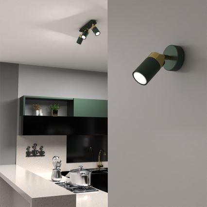 Nástěnné bodové svítidlo JOKER 1xGU10/25W/230V zelená/zlatá