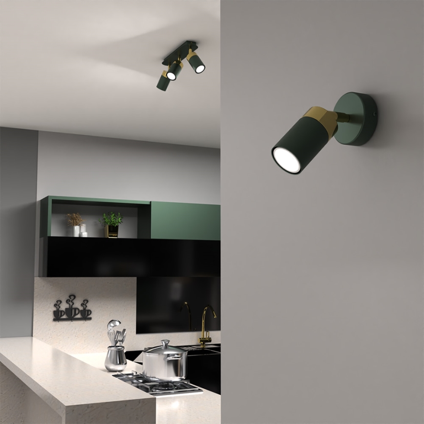 Nástěnné bodové svítidlo JOKER 1xGU10/25W/230V zelená/zlatá