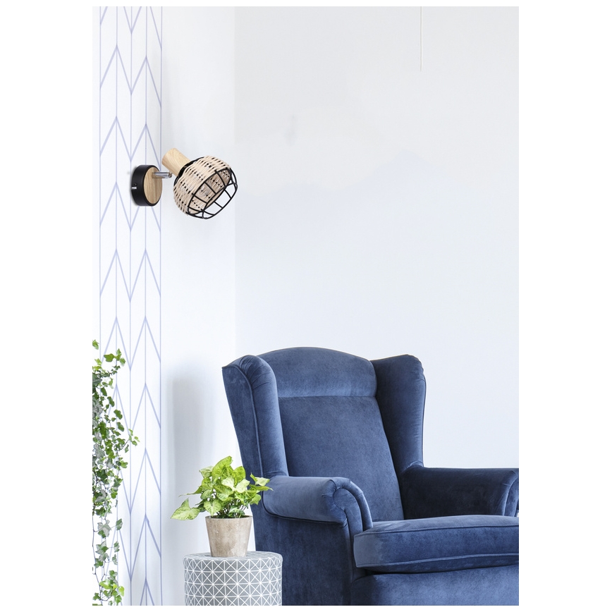 Nástěnné bodové svítidlo TAJGA 1xE14/40W/230V ratan/černá