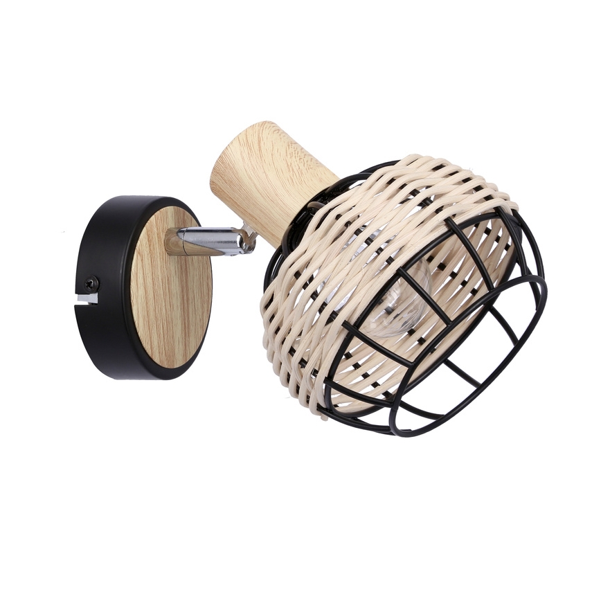 Nástěnné bodové svítidlo TAJGA 1xE14/40W/230V ratan/černá