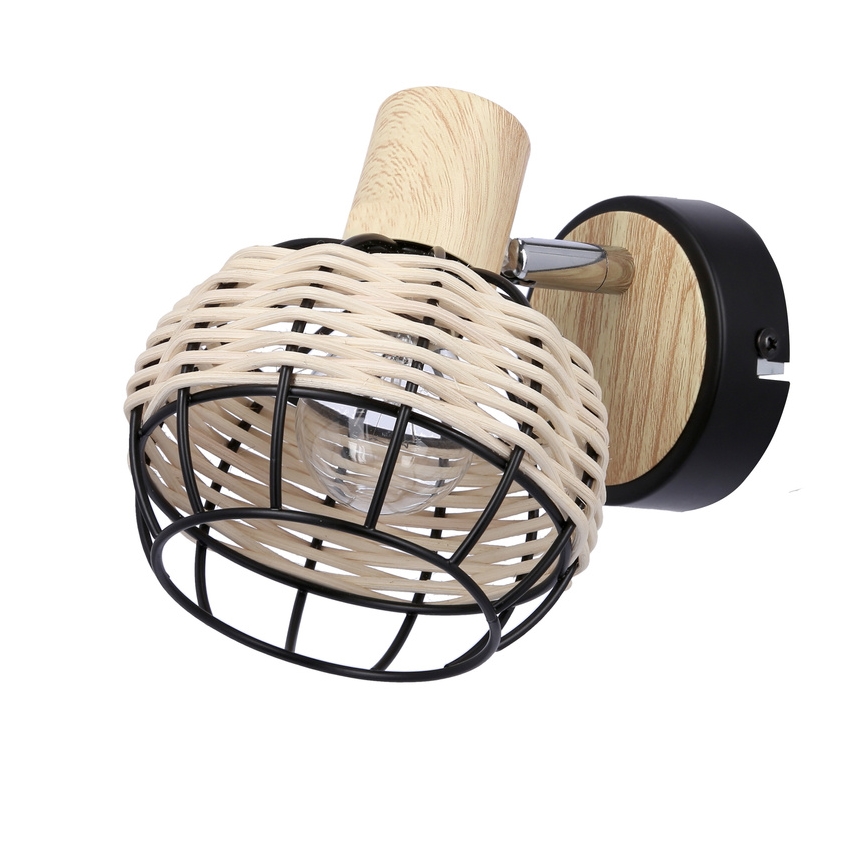 Nástěnné bodové svítidlo TAJGA 1xE14/40W/230V ratan/černá
