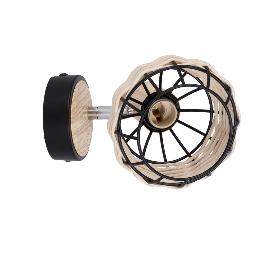 Nástěnné bodové svítidlo TAJGA 1xE14/40W/230V ratan/černá