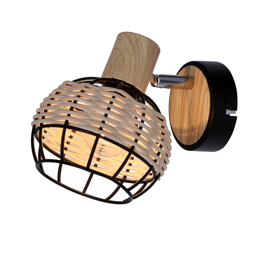 Nástěnné bodové svítidlo TAJGA 1xE14/40W/230V ratan/černá