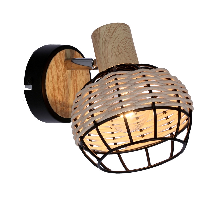 Nástěnné bodové svítidlo TAJGA 1xE14/40W/230V ratan/černá