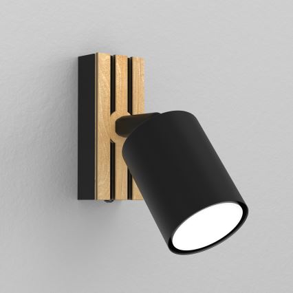 Nástěnné bodové svítidlo TERRA 1xGU10/8W/230V černá/dub