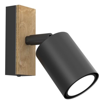 Nástěnné bodové svítidlo TULON 1xGU10/8W/230V černá/dub