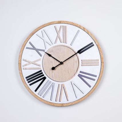 Nástěnné hodiny 1xAA pr. 50 cm bílá/béžová
