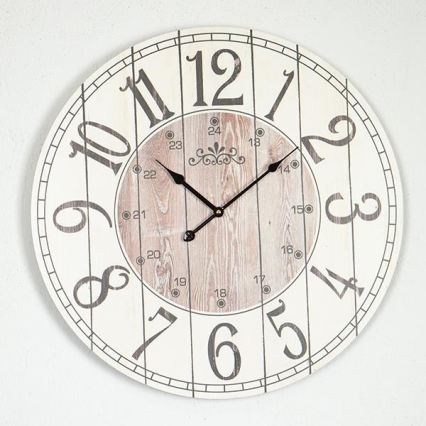 Nástěnné hodiny 1xAA pr. 58,2 cm bílá/béžová