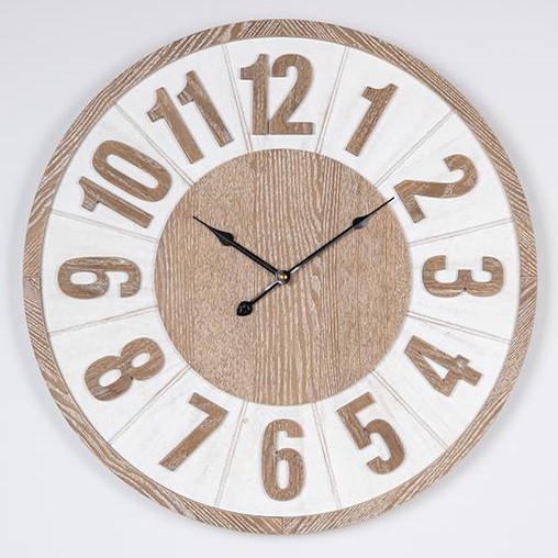 Nástěnné hodiny 1xAA pr. 60 cm béžová/bílá