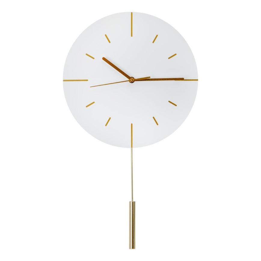 Nástěnné hodiny s kyvadlem pr. 30 cm 1xAA bílá/zlatá