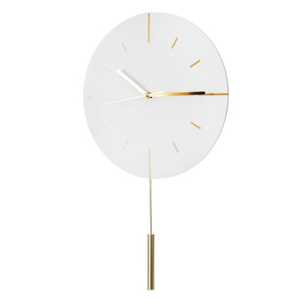 Nástěnné hodiny s kyvadlem pr. 30 cm 1xAA bílá/zlatá