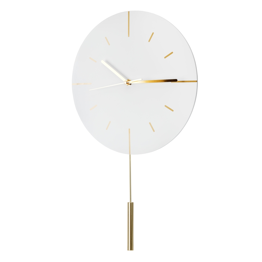 Nástěnné hodiny s kyvadlem pr. 30 cm 1xAA bílá/zlatá