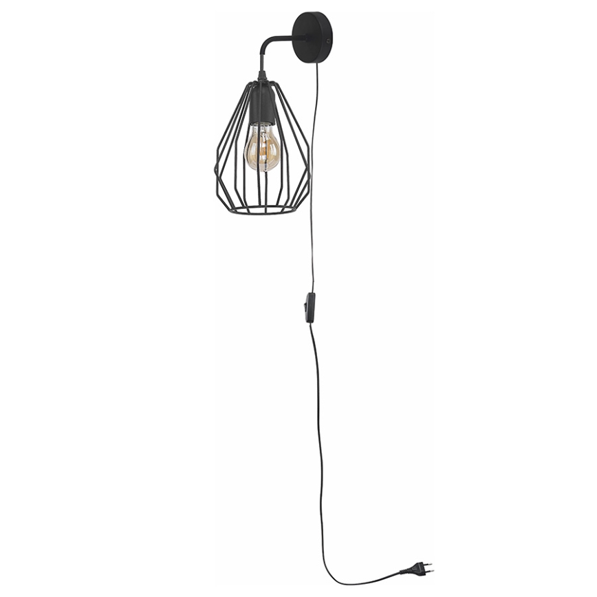 TK Lighting 2288 - Nástěnné svítidlo BRYLANT BLACK 1xE27/60W/230V