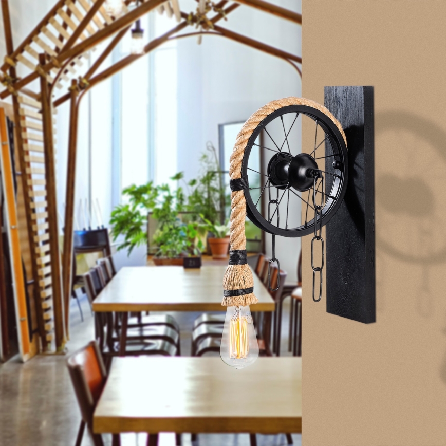 Nástěnné svítidlo EREBOS 1xE27/40W/230V černá/hnědá