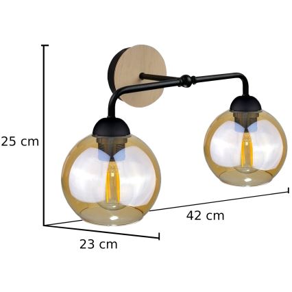 Nástěnné svítidlo MELLE WOOD 2xE27/60W/230V