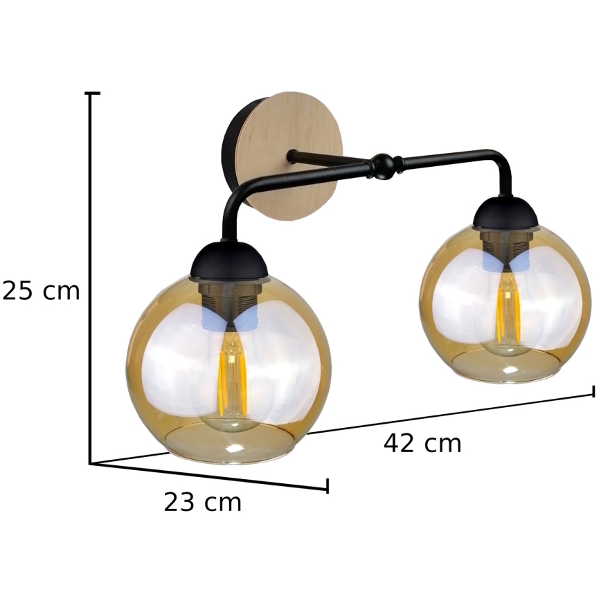 Nástěnné svítidlo MELLE WOOD 2xE27/60W/230V