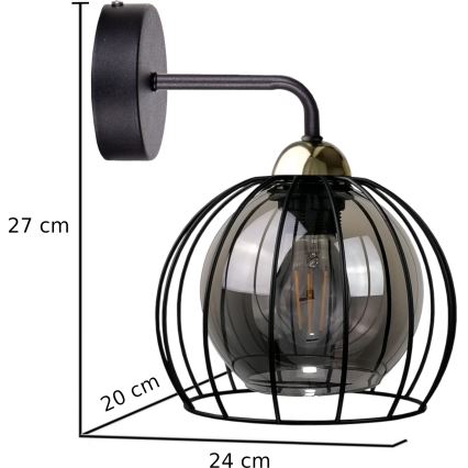 Nástěnné svítidlo SOLO BLACK 1xE27/60W/230V černá/zlatá