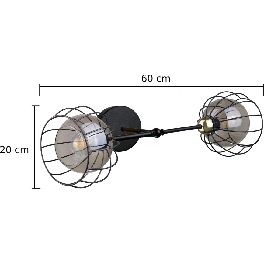 Nástěnné svítidlo SOLO BLACK 2xE27/60W/230V černá/zlatá