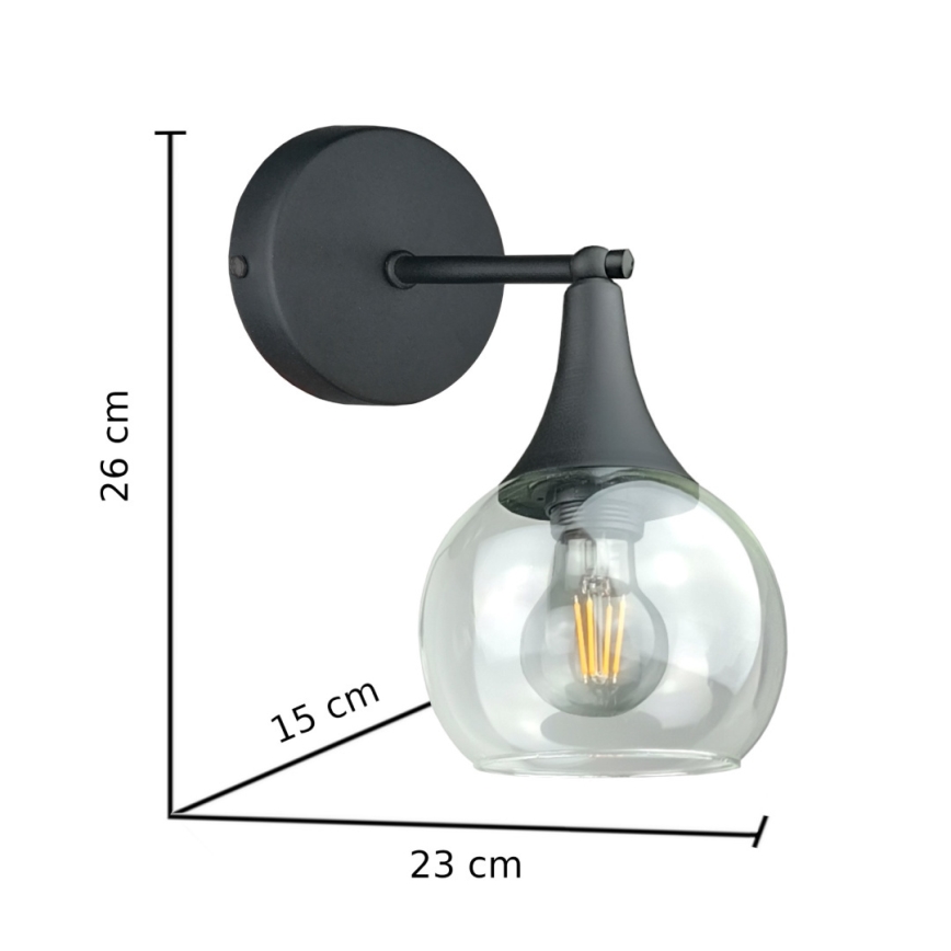 Nástěnné svítidlo STAR 1xE27/60W/230V černá/čirá