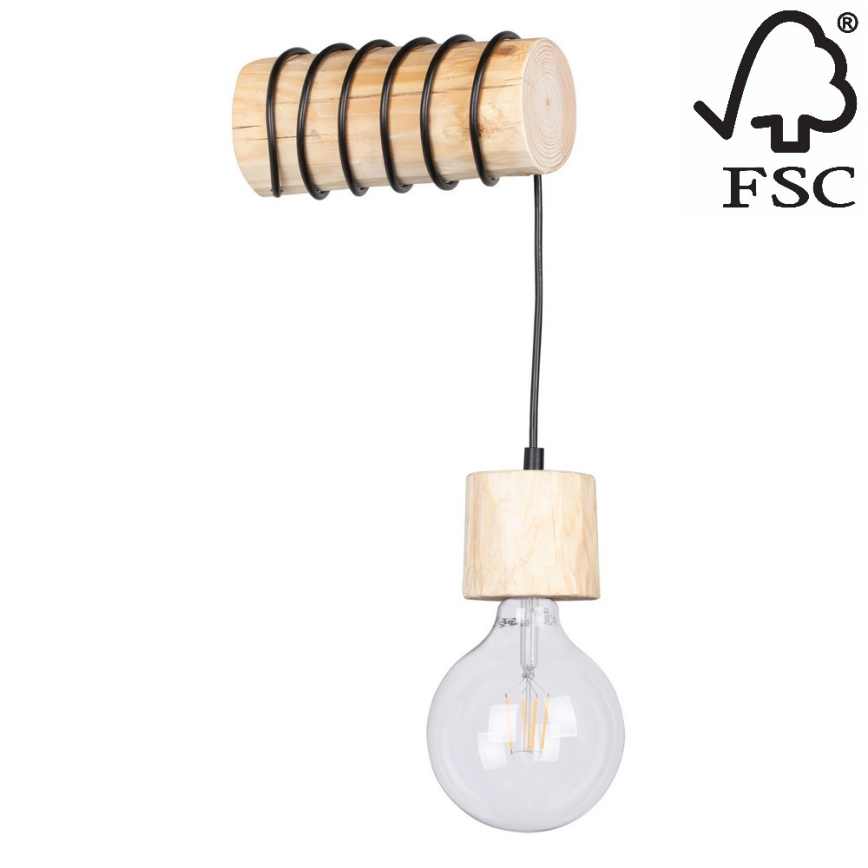 Nástěnné svítidlo TRABO 1xE27/60W/230V borovice – FSC certifikováno