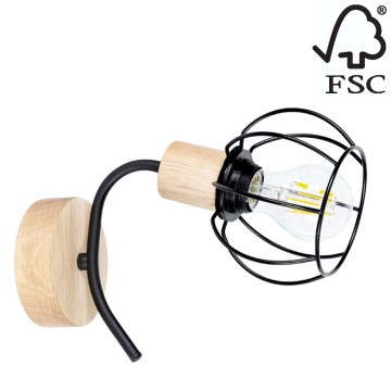 Nástěnné svítidlo VIVIANE 1xE27/60W/230V dub – FSC certifikováno
