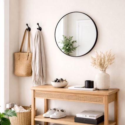 Nástěnné zrcadlo CHICAGO pr. 40 cm černá