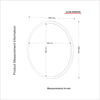 Nástěnné zrcadlo GLOB pr. 59 cm bílá